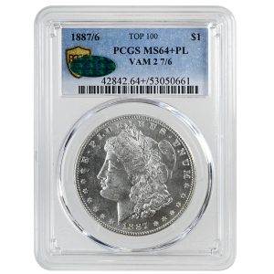 1887/6 $1 Morgan Dollar Rare Coin PCGS MS64+PL VAM 2 7/6