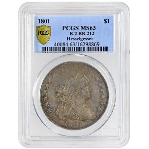 1801 $1 Draped Bust Dollar Rare Coin PCGS MS63