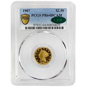 1907 $2.50 Liberty Head Rare Coin PCGS PR64DCAM CAC