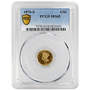 1870-S G$1 Gold Dollar Rare Coin PCGS MS65