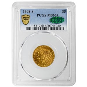 1908-S $5 Indian Rare Coin PCGS MS65+ CAC