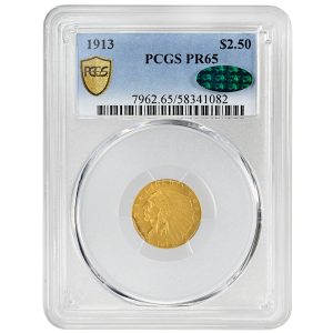 1913 $2.50 Indian Rare Coin PCGS PR65 CAC