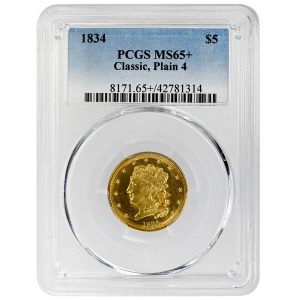 1834 $5 Classic Head Rare Coin PCGS MS65+ Classic, Plain 4