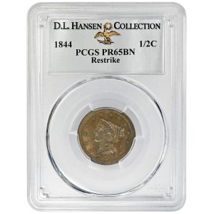 1844 Braided Hair Half Cent Restrike PCGS PR65BN