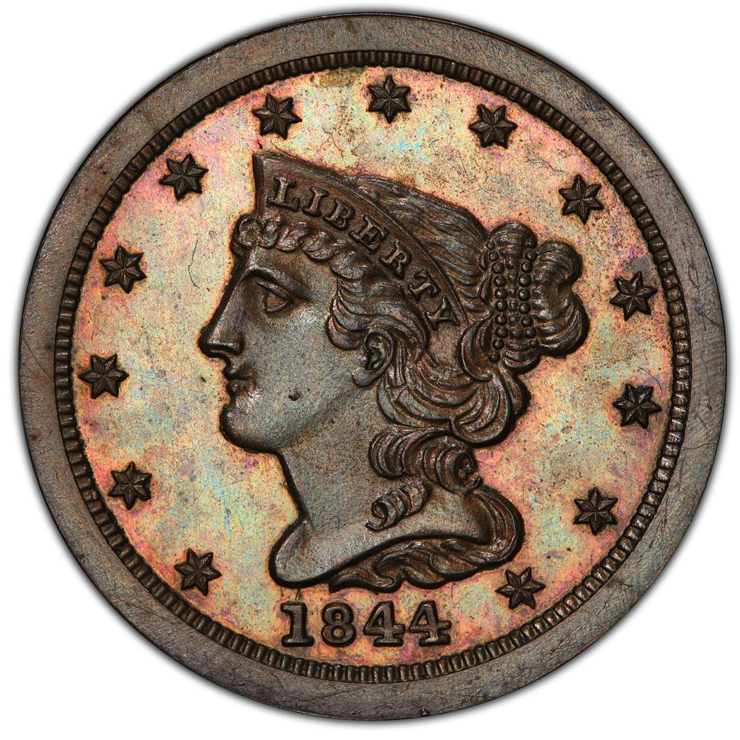 1844 Braided Hair Half Cent Restrike PCGS PR65BN