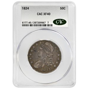 1824 50C Capped Bust Half Dollar Rare Coin CACG XF40
