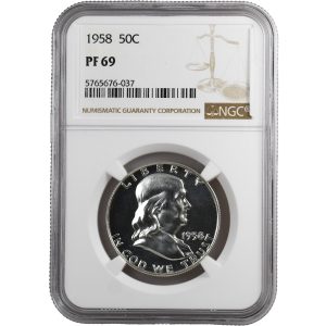 1958 50C Franklin Half Dollar NGC PF69