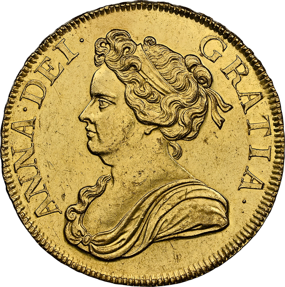 1714/1 5 Guineas Queen Anne Ex Millenia Collection NGC MS62 PL - Image 2