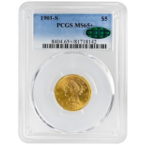 1901-S $5 Liberty Head Rare Coin PCGS MS65+ CAC