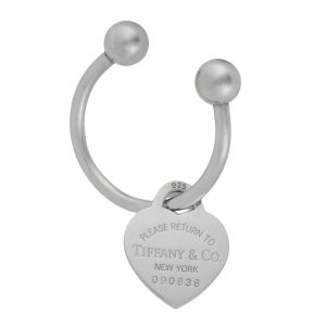 Vintage Tiffany & Co Sterling Silver Heart Tag Charm Horseshoe Key Ring