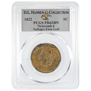 1822 1C Coronet Head PCGS PR63BN Cent Newcomb 6 