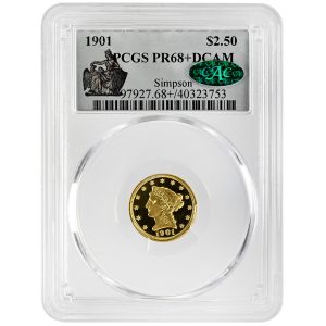 1901 $2.50 Liberty Head Rare Coin PCGS PR68+DCAM