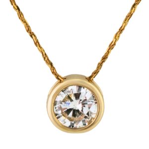 14K Yellow Gold Diamond Solitaire Pendant Necklace