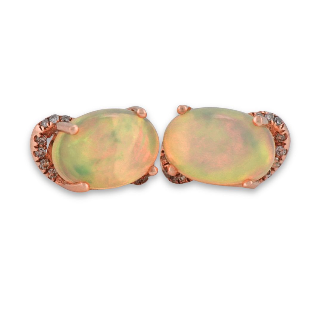 14K Rose Gold Ethiopian Opal Drop Earrings