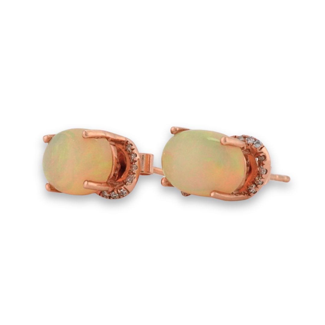 14K Rose Gold Ethiopian Opal Drop Earrings