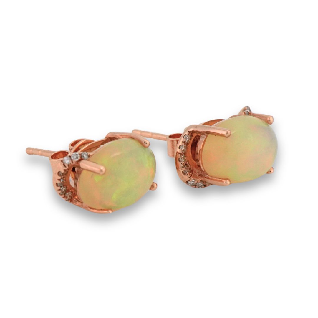 14K Rose Gold Ethiopian Opal Drop Earrings - Image 2