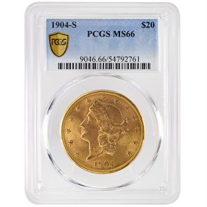 1904-S $20 Liberty Head Rare Coin, PCGS MS66