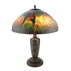 Handel Reverse Painted Birds of Paradise Table Lamp