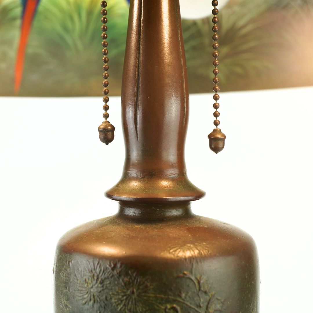 Handel Reverse Painted Birds of Paradise Table Lamp