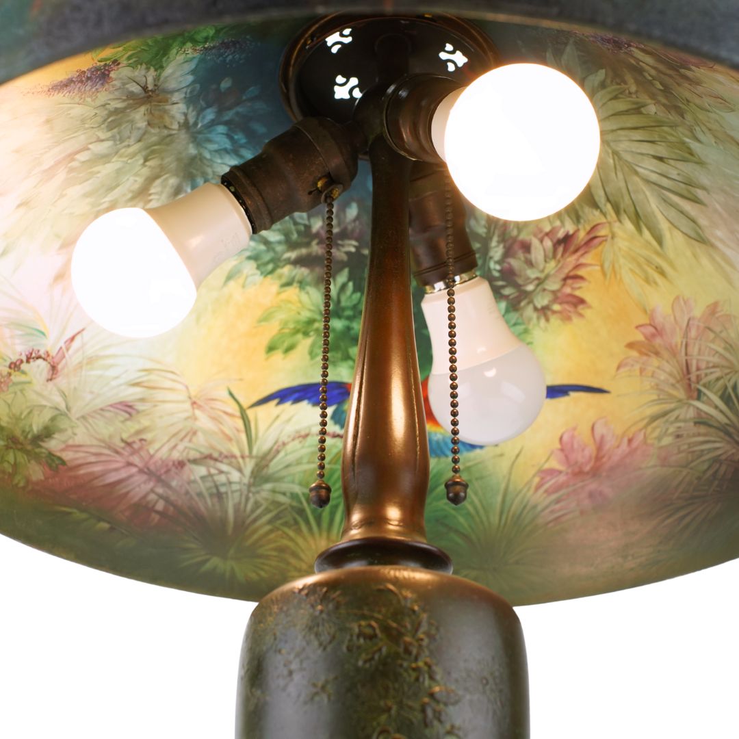 Handel Reverse Painted Birds of Paradise Table Lamp