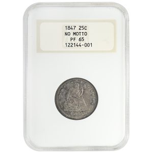 1847 25C Liberty Seated Quarter Rare Coin NGC PF65