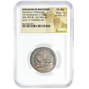 Kingdom of Macedon AR Tetradrachm Demetrius Ancient Coin NGC 5/5 Strike 4/5 Surface