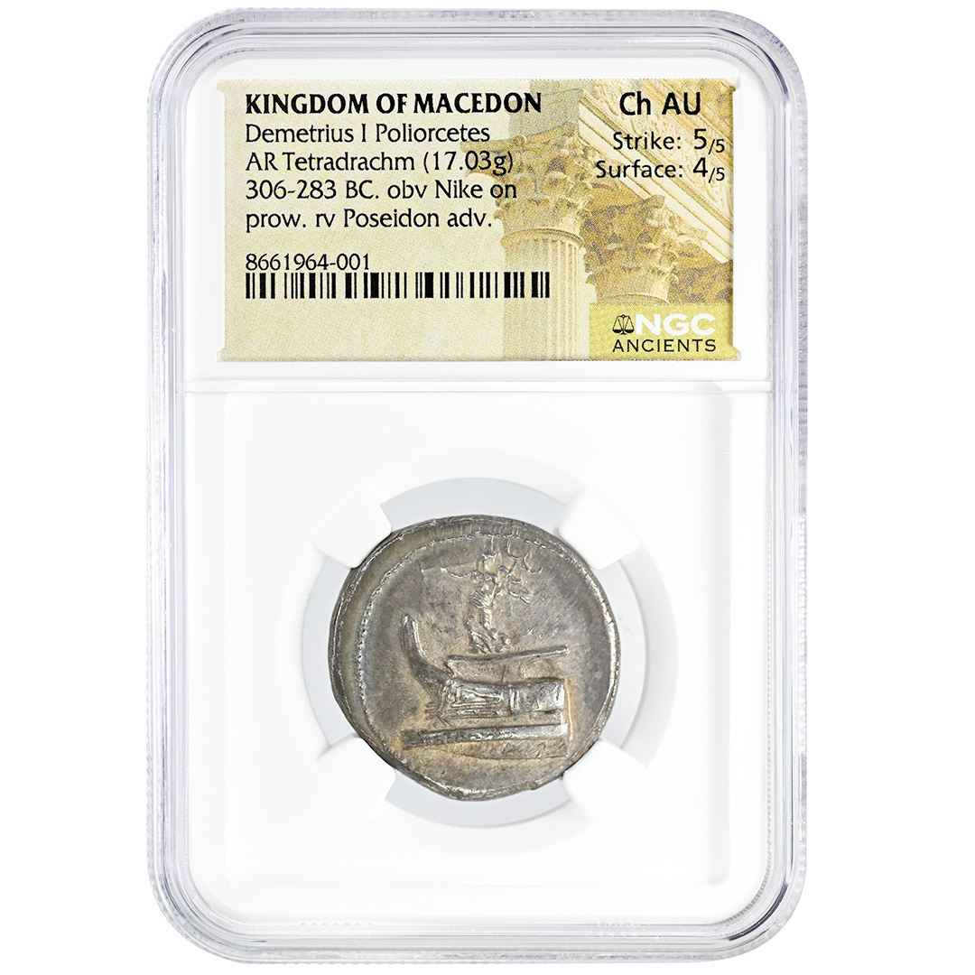Kingdom of Macedon AR Tetradrachm Demetrius Ancient Coin NGC 5/5 Strike 4/5 Surface