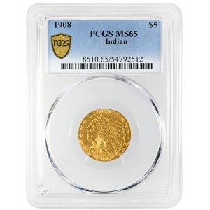 1908 $5 Indian PCGS MS65 - Tangible Investments
