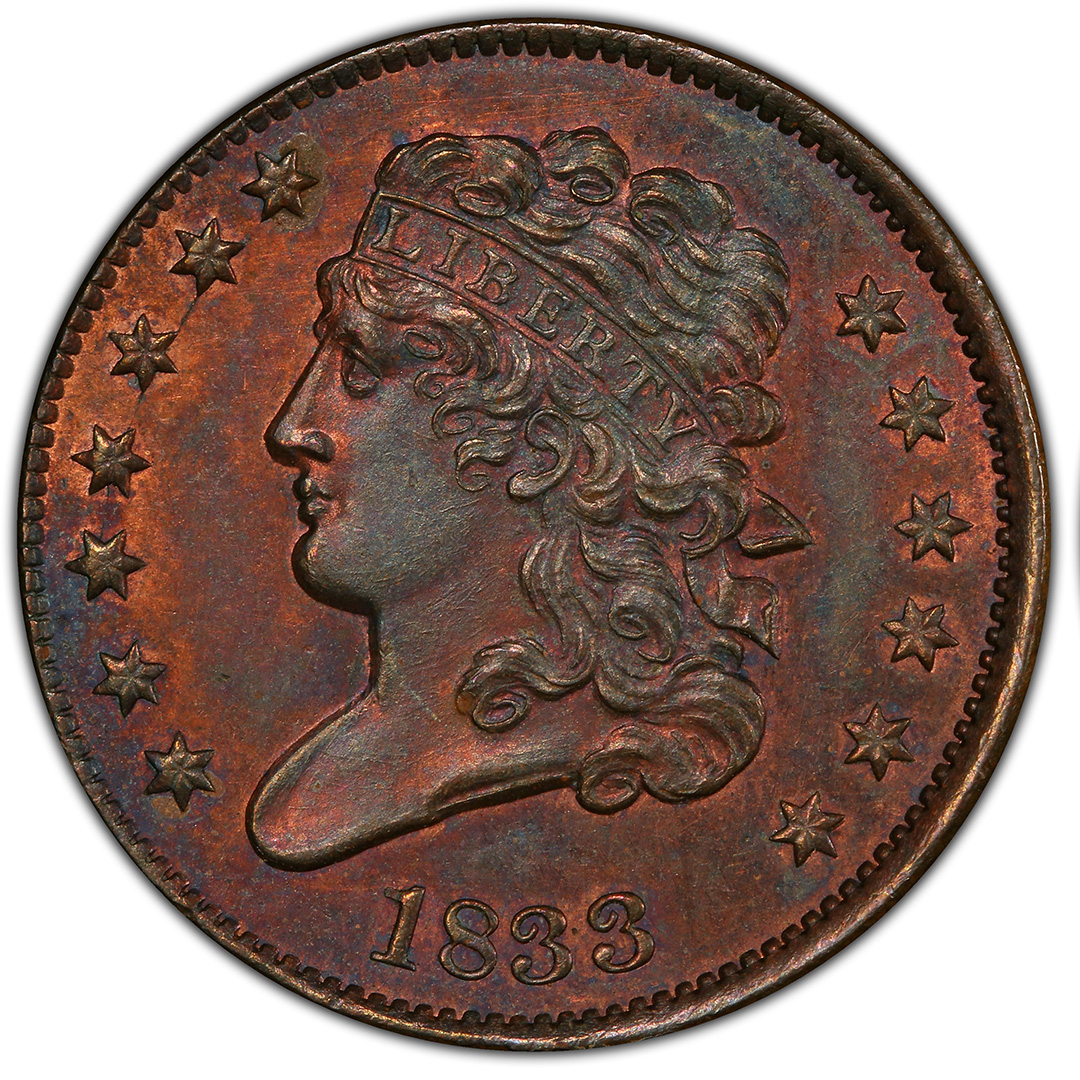1833 1/2C Classic Head Half Cent Rare Coin PCGS PR64BN