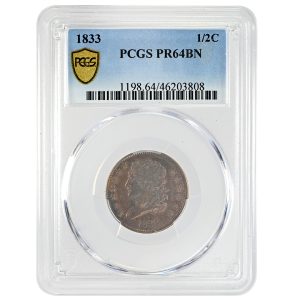 1833 1/2C Classic Head Half Cent Rare Coin PCGS PR64BN