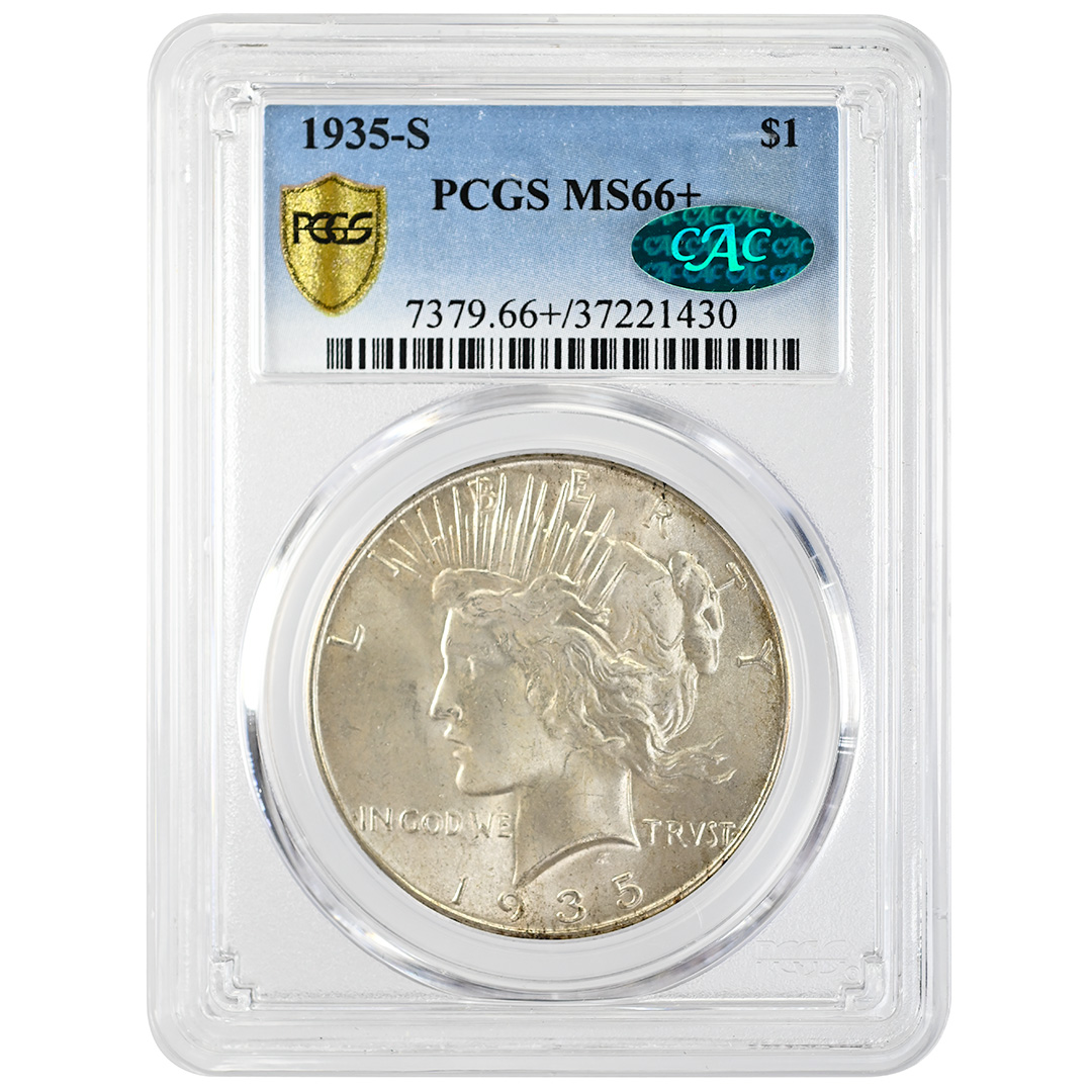 1935-S $1 Peace Dollar Rare Coin PCGS MS66+ CAC