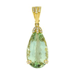 Green Beryl and Diamond Pendant