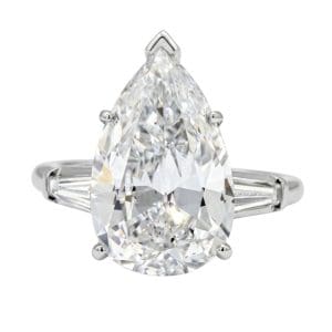 Platinum GIA Certified 6.73ct Pear Shape Diamond Solitaire Ring D/SI2