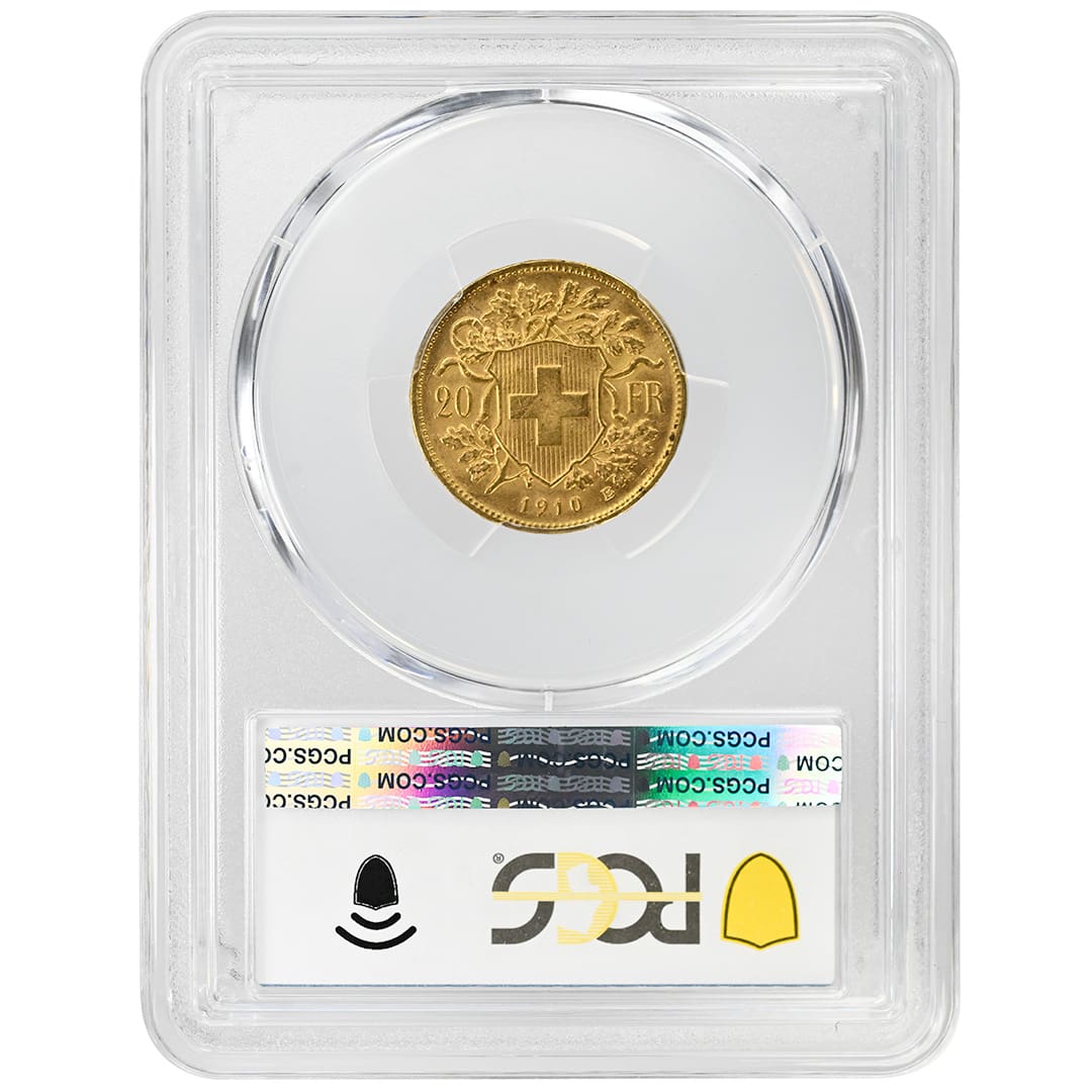 1910 B Switzerland 20 Francs PCGS MS65 Helvetia