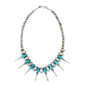 Navajo Sterling Silver Turquoise Bear Claw Necklace
