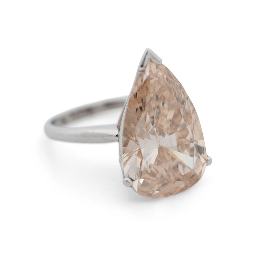 11.35 Carat Natural Fancy Yellow Brown Pear Brilliant Diamond Ring GIA Certified Rare Luxury - Image 2