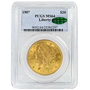 1907 $20 Liberty Head Rare Coin PCGS MS64 CAC