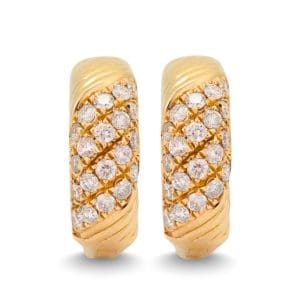 14K Yellow Gold Diamond Hoop Earrings