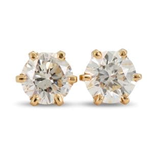 14K Yellow Gold 1.00 Carat Diamond Stud Earrings