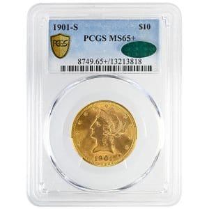 1901-S $10 Liberty Head Rare Coin PCGS MS65+ CAC