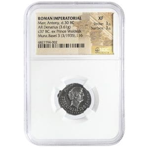 Marc Antony 30 BC AR Denarius 3.61g NGC XF Ancient Roman Silver Coin