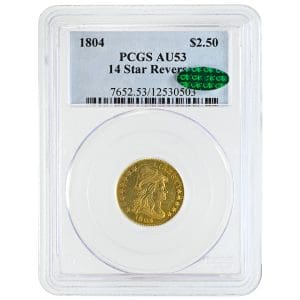1804 $2.50 14 Stars Reverse Draped Bust  PCGS AU53 CAC