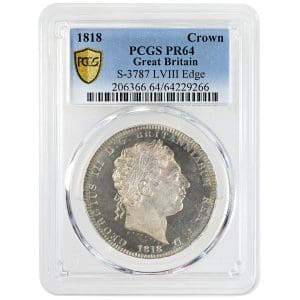 1818 George III Crown LVIII Edge PCGS PR64