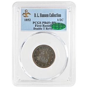 1852 1/2C Braided Hair Half Cent Restrike PCGS PR65+BN CAC