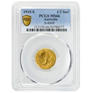 1915-S 1/2 Sovereign, PCGS MS66 Australia