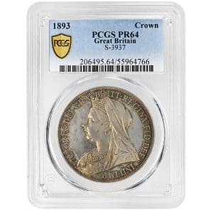 1893 Great Britain silver Crown reverse, St. George slaying the dragon, PCGS PR64 proof