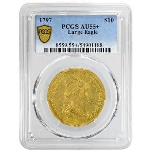 1797 $10 Draped Bust Eagle Heraldic Reverse PCGS AU55