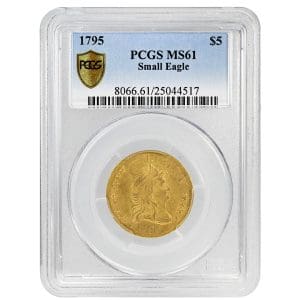 1795 $5 Draped Bust Half Eagle Small Eagle PCGS MS61 - Tangible