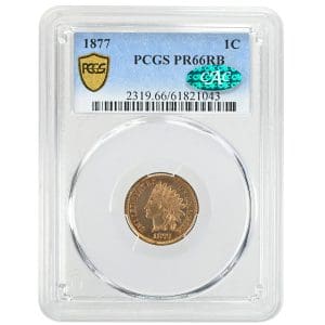 1877 Indian Head Cent PCGS PR66RB CAC key date bronze coin obverse and reverse
