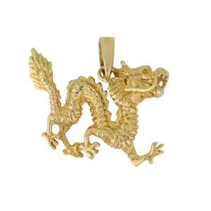 14K Yellow Gold Dragon Pendant